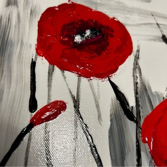 Original Artwork Acrylics on Canvas Red Poppies - Picture 8 of 15